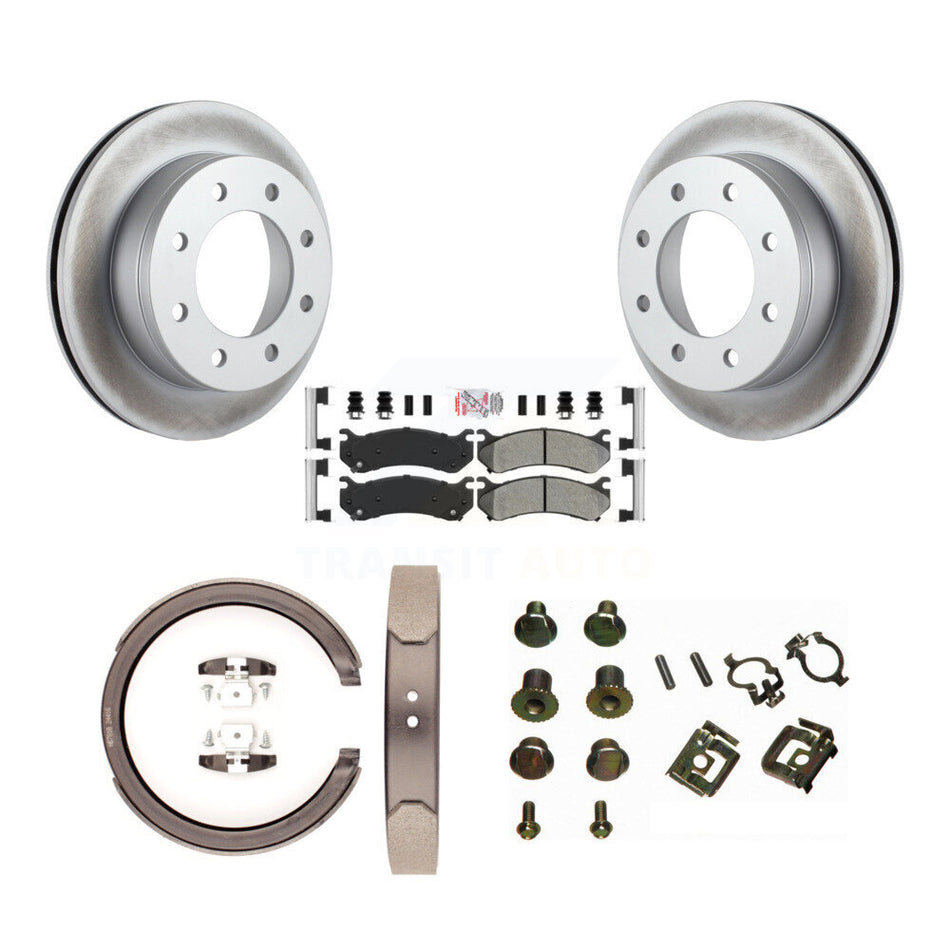 Rear Disc Coated Rotors Semi-Metallic Pads Parking Shoes Hardware Kit For GMC Sierra 1500 KGA-107284