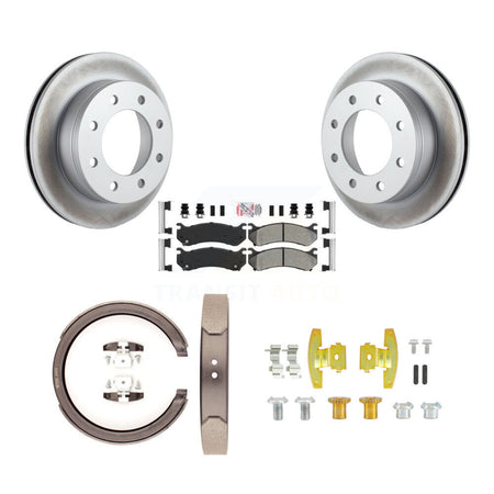 Rear Disc Coated Rotors Semi-Metallic Pads Parking Shoes Hardware Kit For Chevrolet 1500 KGA-107286