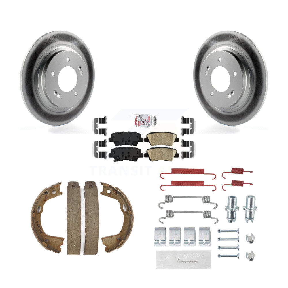 Rear Disc Coated Rotors Ceramic Pads Parking Shoes & Hardware Kit For Kia Optima LX/EX/SX KGA-107296