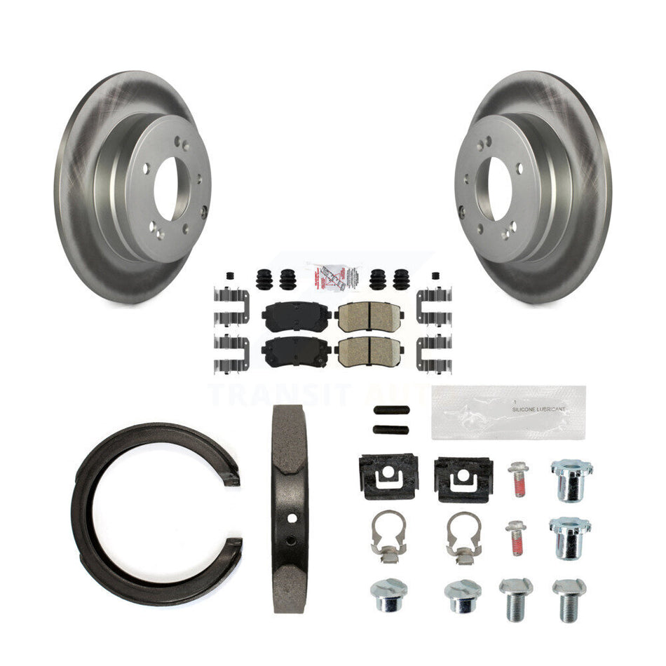 Rear Disc Coated Rotors Ceramic Pads Parking Shoes Hardware Kit For Hyundai Tucson Sonata KGA-107298