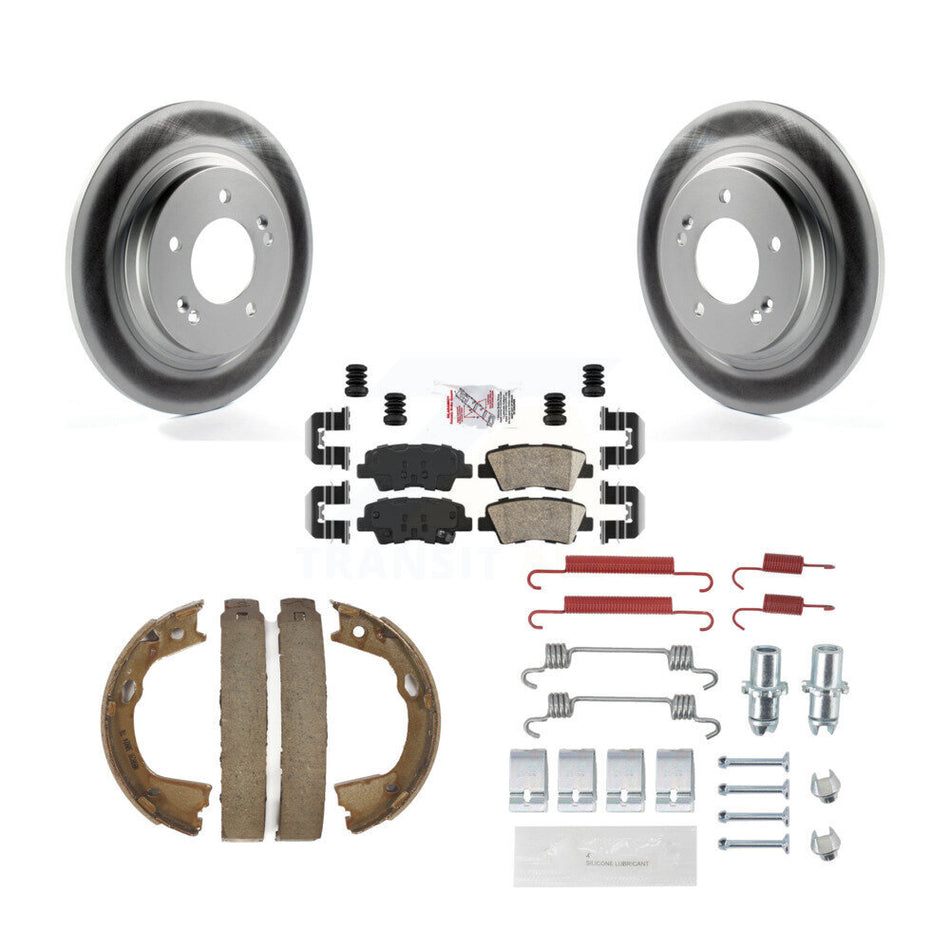 Rear Disc Coated Rotors Ceramic Pads Parking Shoes Hardware Kit For Hyundai Sonata Azera KGA-107300