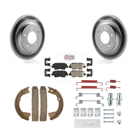 Rear Disc Coated Rotors Ceramic Pads Parking Shoes Hardware Kit For Hyundai Sonata Azera KGA-107301