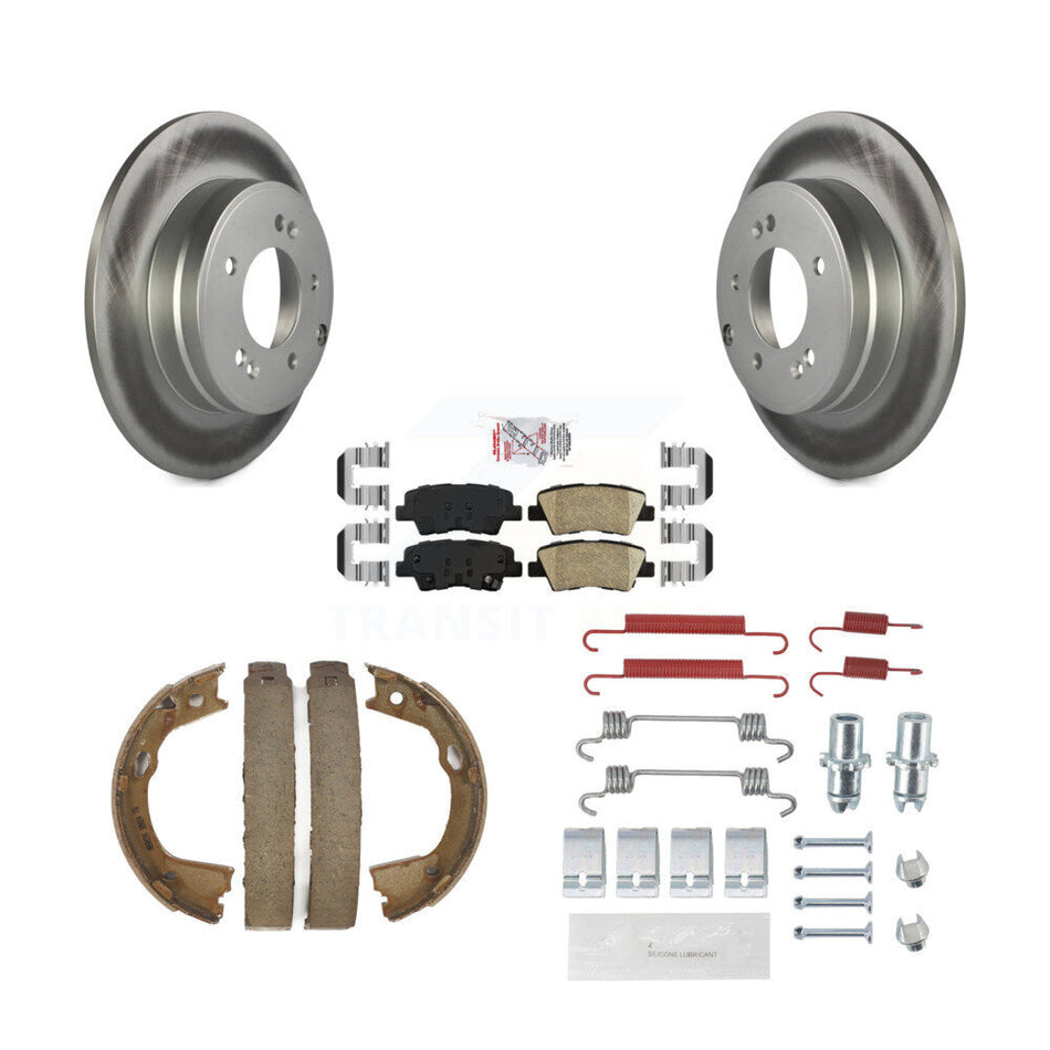 Rear Disc Coated Rotors Ceramic Pads Parking Brake Shoes And Hardware Kit For Kia Optima KGA-107303
