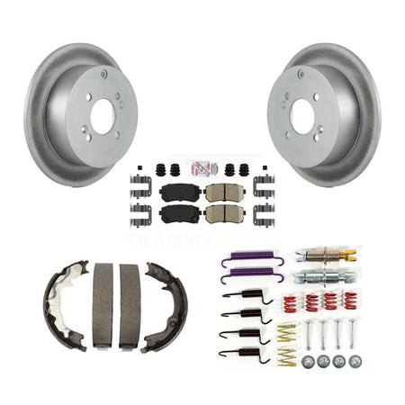 Rear Disc Coated Rotors Ceramic Pads Parking Shoes & Hardware Kit For Hyundai Accent Kia KGA-107305