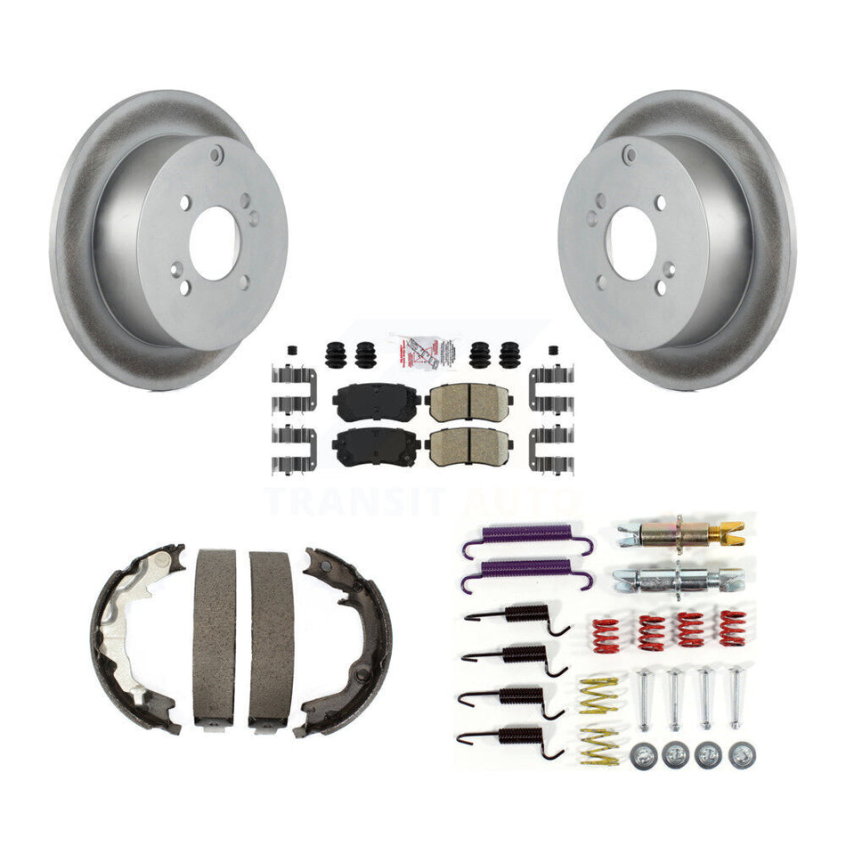 Rear Disc Coated Rotors Ceramic Pads Parking Shoes & Hardware Kit For Hyundai Accent Kia KGA-107305
