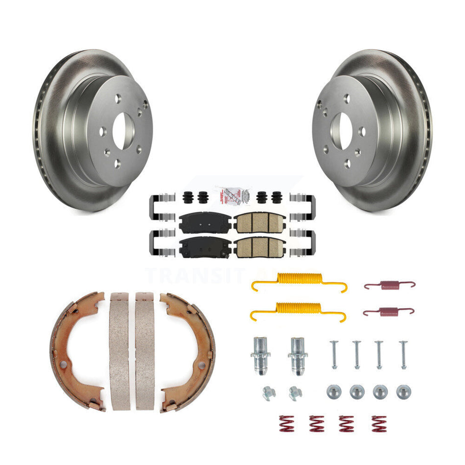 Rear Disc Coated Rotors Ceramic Pads Parking Shoes Hardware Kit For Chevrolet Equinox GMC KGA-107307