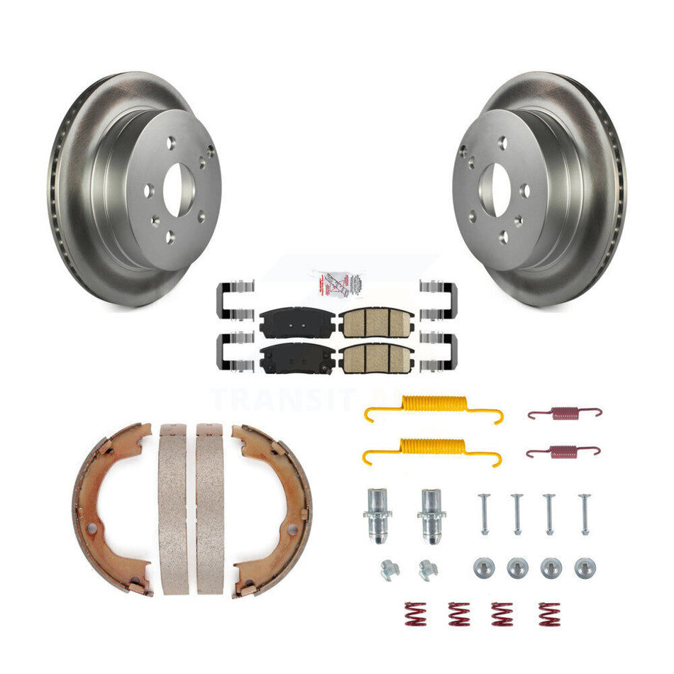 Rear Disc Coated Rotors Ceramic Pads Parking Shoes Hardware Kit For Chevrolet Equinox GMC KGA-107308