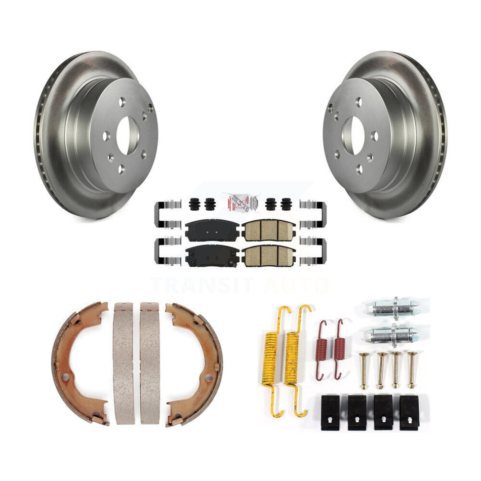 Rear Disc Coated Rotors Ceramic Pads Parking Shoes Hardware Kit For Chevrolet Equinox GMC KGA-107309