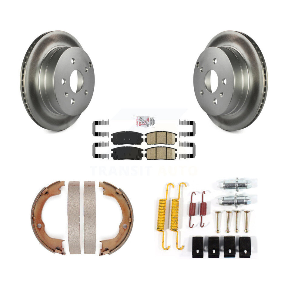 Rear Disc Coated Rotors Ceramic Pads Parking Shoes Hardware Kit For Chevrolet Equinox GMC KGA-107310