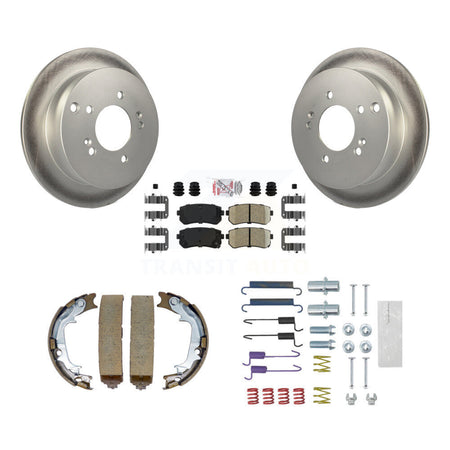 Rear Disc Coated Rotors Ceramic Pads Parking Shoes & Hardware Kit For Hyundai Tucson Kia KGA-107323