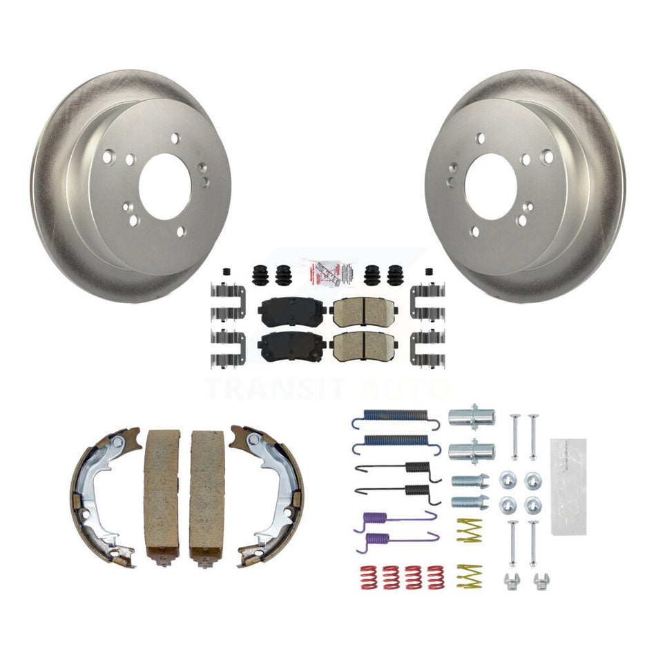 Rear Disc Coated Rotors Ceramic Pads Parking Shoes & Hardware Kit For Hyundai Tucson Kia KGA-107323