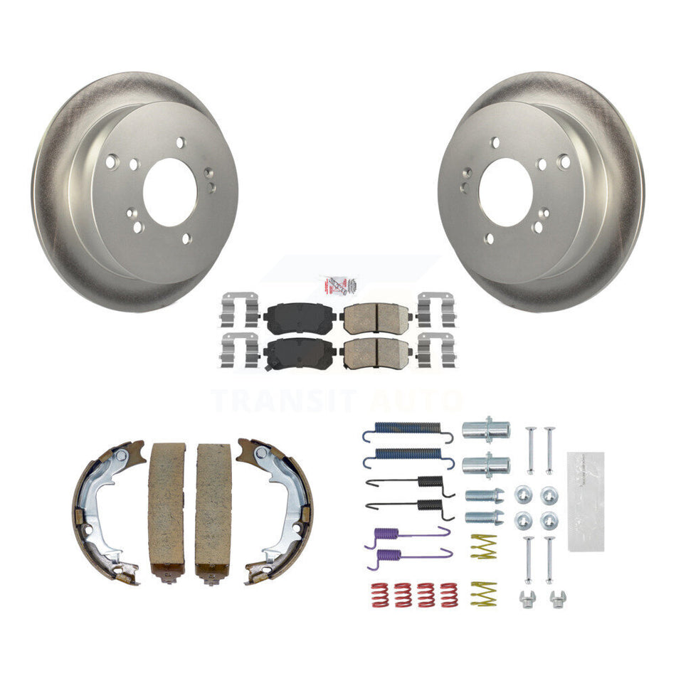 Rear Disc Coated Rotors Ceramic Pads Parking Shoes & Hardware Kit For Hyundai Tucson Kia KGA-107324