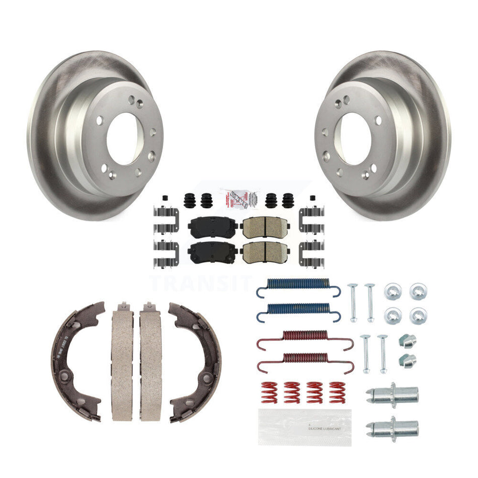 Rear Disc Coated Rotors Ceramic Pads Parking Shoes & Hardware Kit For Hyundai Tucson FWD KGA-107325