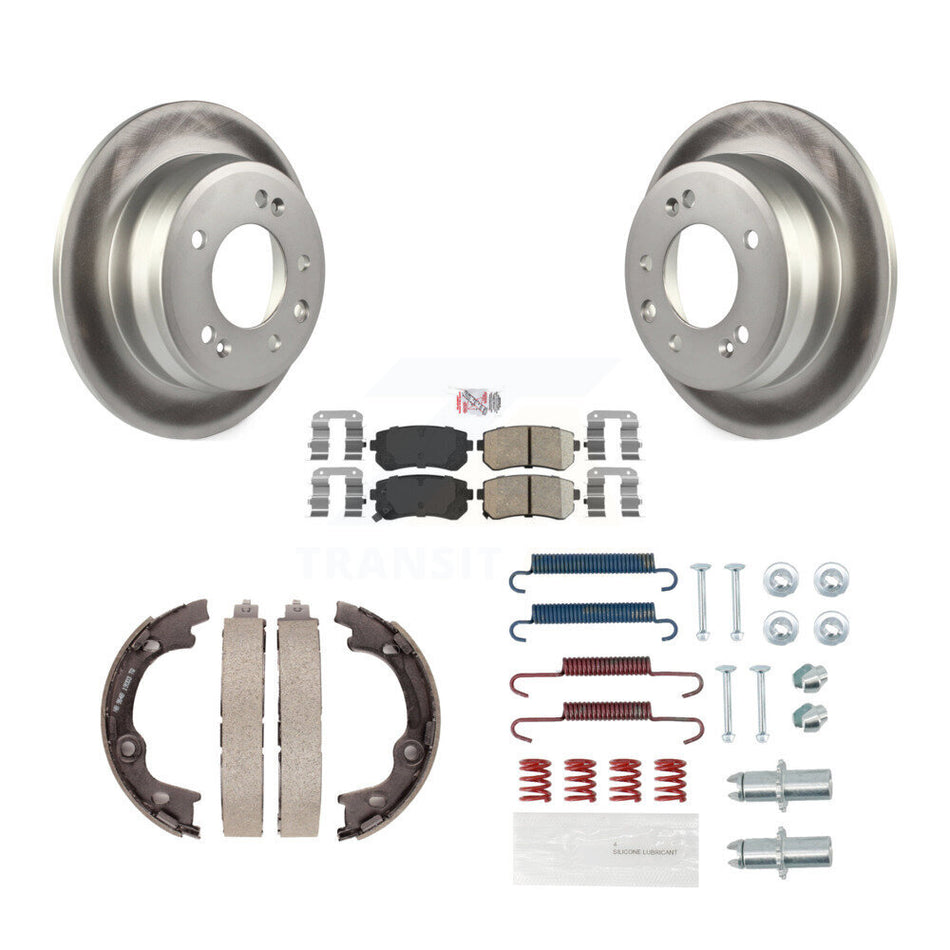 Rear Disc Coated Rotors Ceramic Pads Parking Shoes & Hardware Kit For Hyundai Tucson FWD KGA-107326