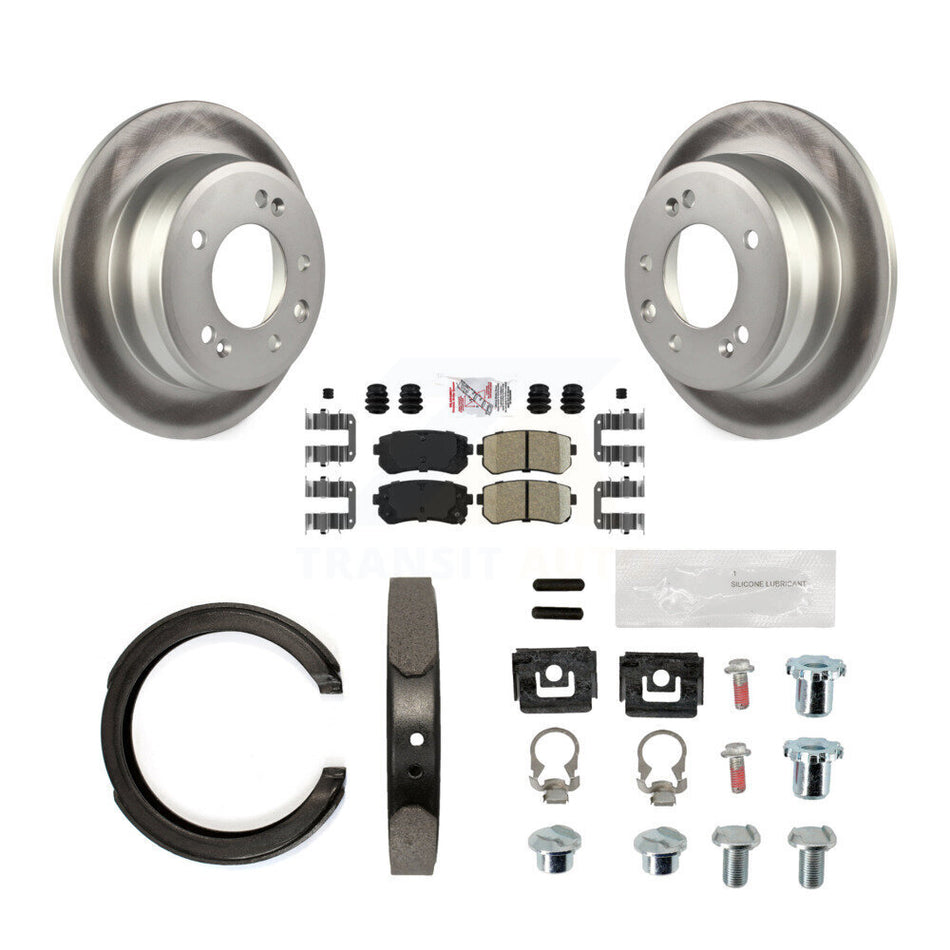 Rear Disc Coated Rotors Ceramic Pads Parking Shoes And Hardware Kit For Kia Sportage FWD KGA-107327