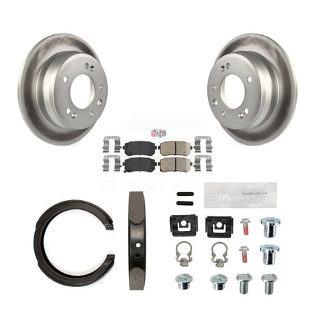 Rear Disc Coated Rotors Ceramic Pads Parking Shoes And Hardware Kit For Kia Sportage FWD KGA-107328