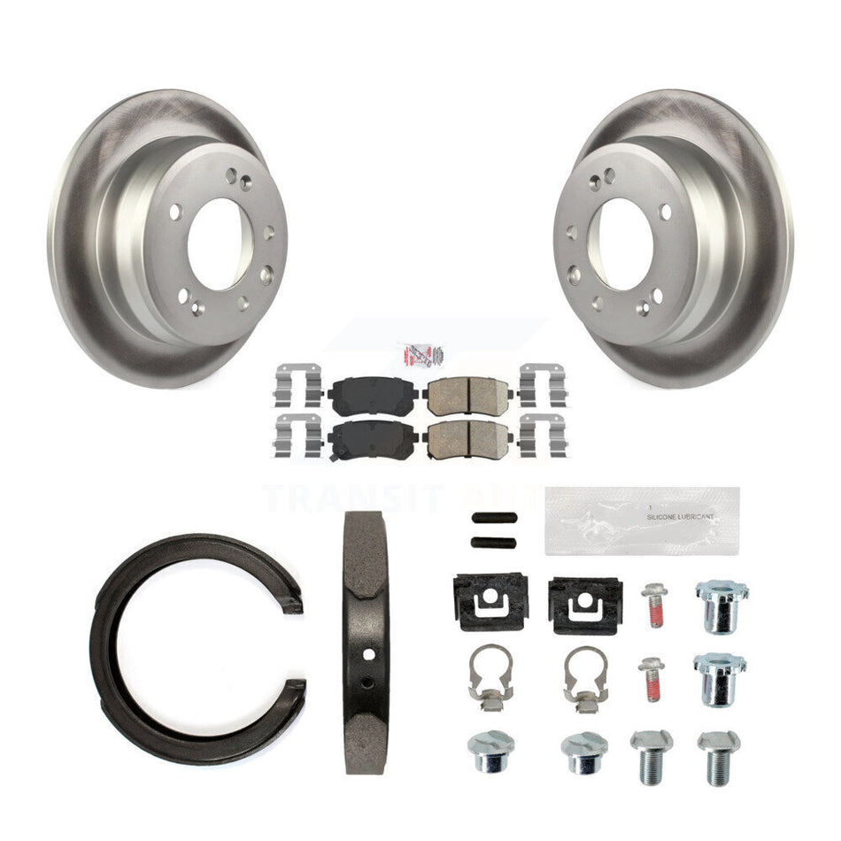 Rear Disc Coated Rotors Ceramic Pads Parking Shoes And Hardware Kit For Kia Sportage FWD KGA-107328