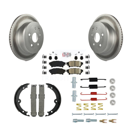Rear Disc Coated Rotors Ceramic Pads Parking Brake Shoes And Hardware Kit For Lexus IS350 KGA-107331