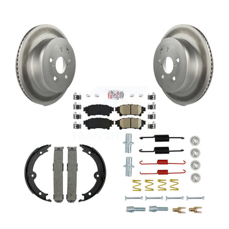Rear Disc Coated Rotors Ceramic Pads Parking Brake Shoes And Hardware Kit For Lexus IS350 KGA-107332