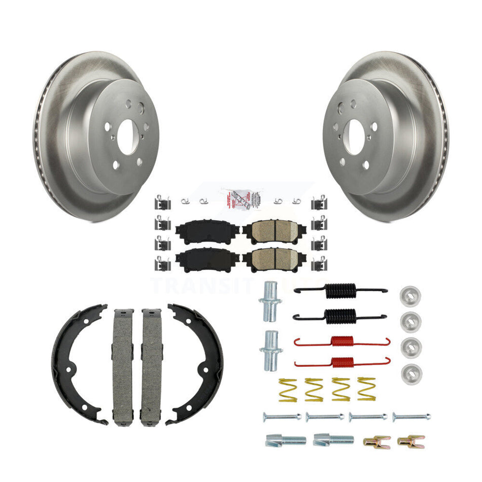 Rear Disc Coated Rotors Ceramic Pads Parking Brake Shoes And Hardware Kit For Lexus IS350 KGA-107332
