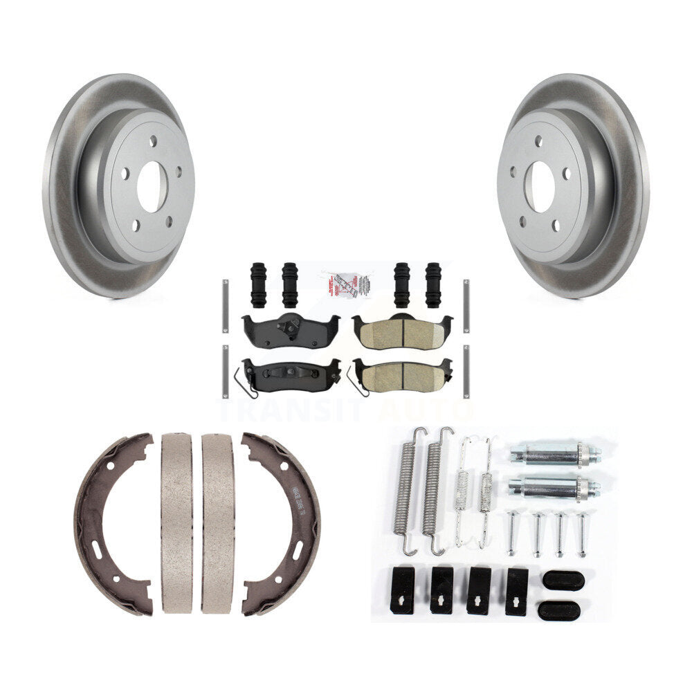 Rear Disc Coated Rotors Ceramic Pads Parking Shoes & Hardware Kit For Jeep Grand Cherokee KGA-107344