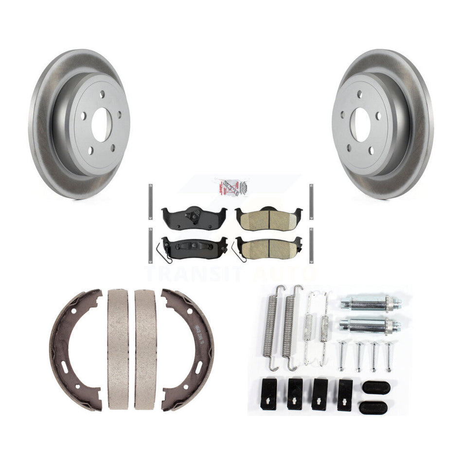 Rear Disc Coated Rotors Ceramic Pads Parking Shoes & Hardware Kit For Jeep Grand Cherokee KGA-107345