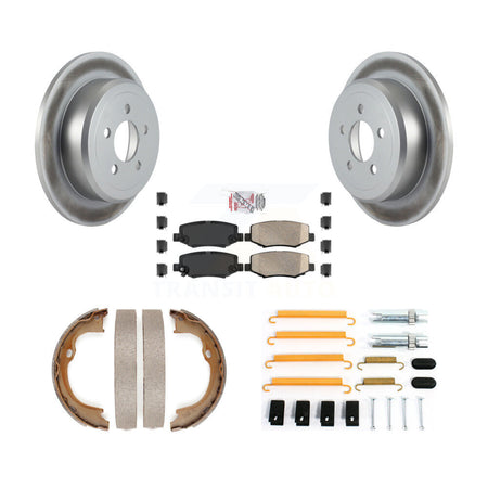 Rear Disc Coated Rotors Ceramic Pads Parking Shoes & Hardware Kit For Jeep Liberty Dodge KGA-107346
