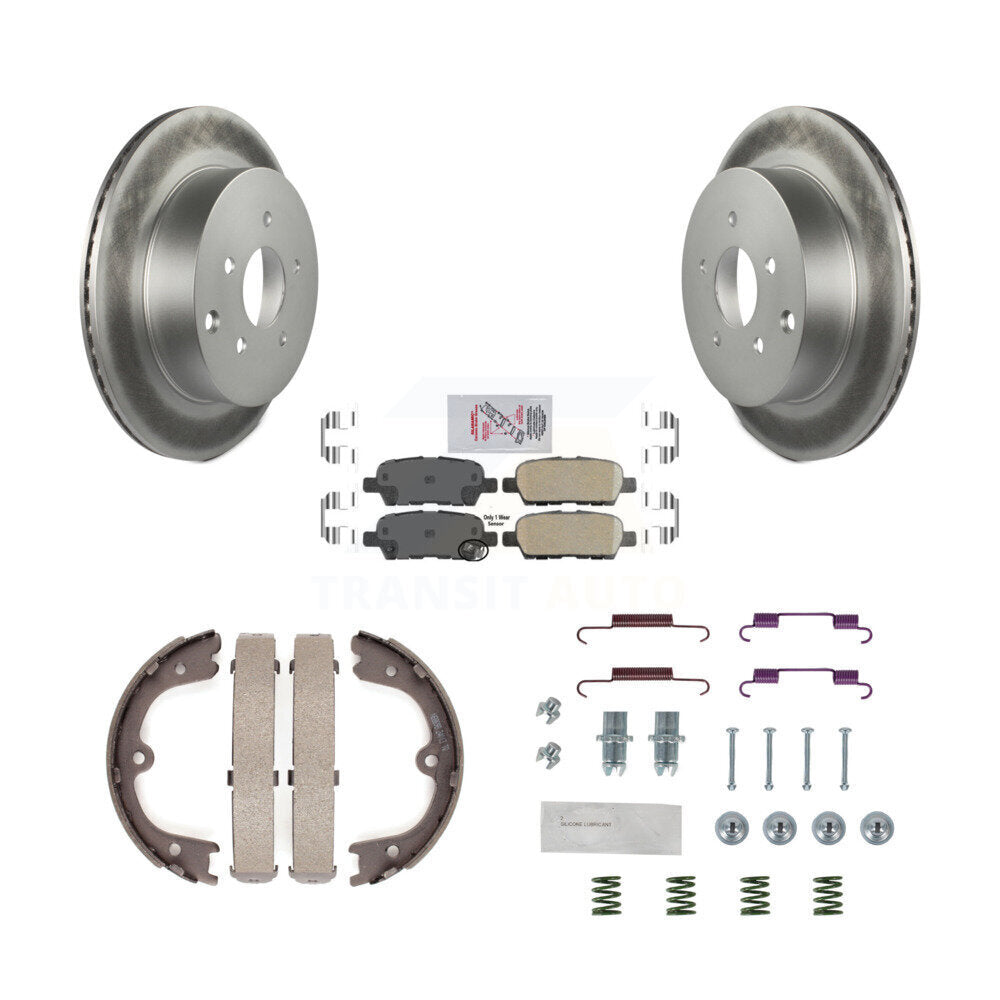 Rear Disc Coated Rotors Ceramic Pads Parking Shoes & Hardware Kit For Nissan Murano QX60 KGA-107351