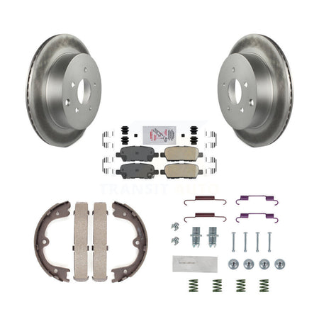Rear Disc Coated Rotors Ceramic Pads Parking Shoes & Hardware Kit For Nissan Murano QX60 KGA-107352