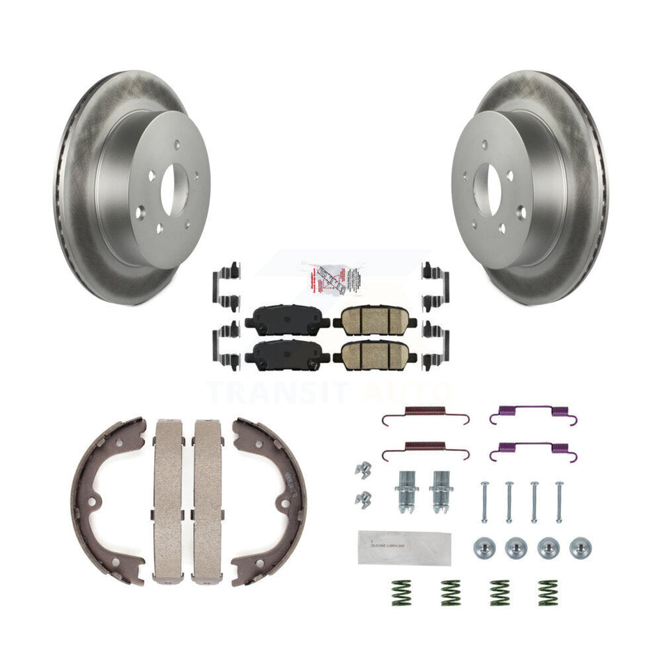 Rear Disc Coated Rotors Ceramic Pads Parking Shoes & Hardware Kit For Nissan Murano JX35 KGA-107354