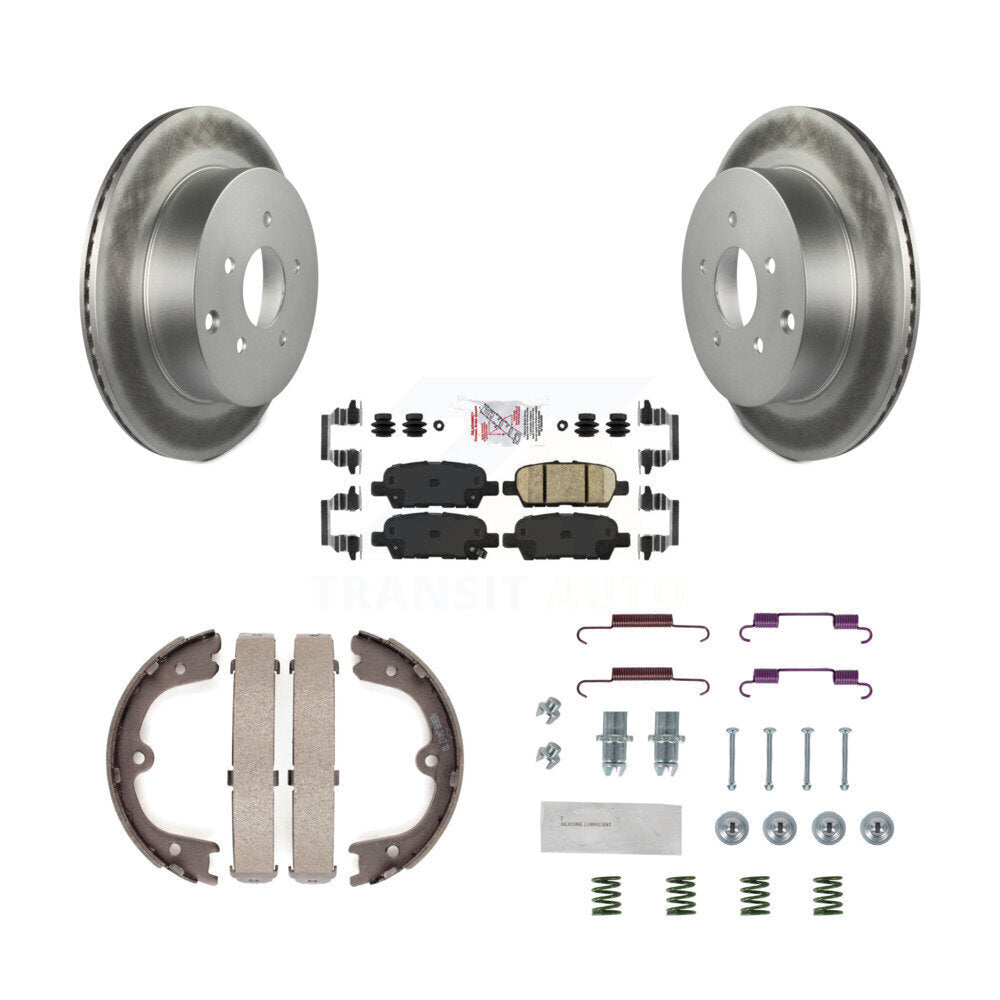 Rear Disc Coated Rotors Ceramic Pads Parking Shoes Hardware Kit For Nissan Murano Q50 M37 KGA-107359