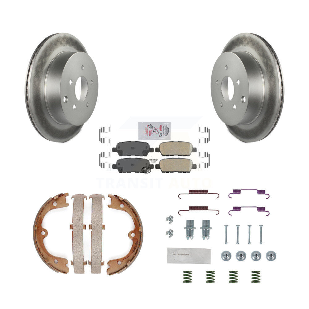 Rear Disc Coated Rotors Ceramic Pads Parking Shoes Hardware Kit For INFINITI FX35 Nissan KGA-107367