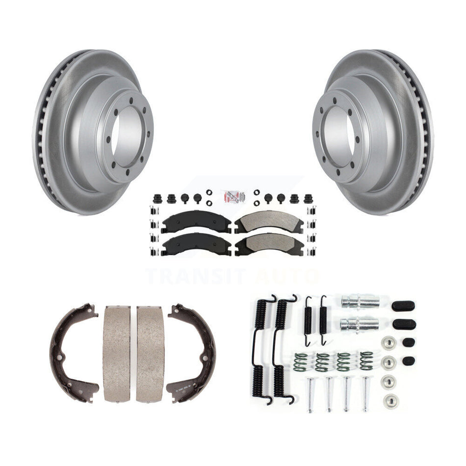 Rear Disc Coated Rotors Semi-Metallic Pads Parking Brake Shoes And Hardware Kit For KGA-107373