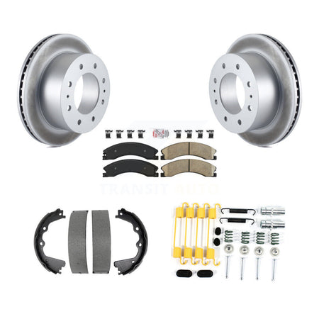 Rear Disc Coated Rotors Ceramic Pads Parking Shoes & Hardware Kit For GMC Sierra 2500 HD KGA-107380
