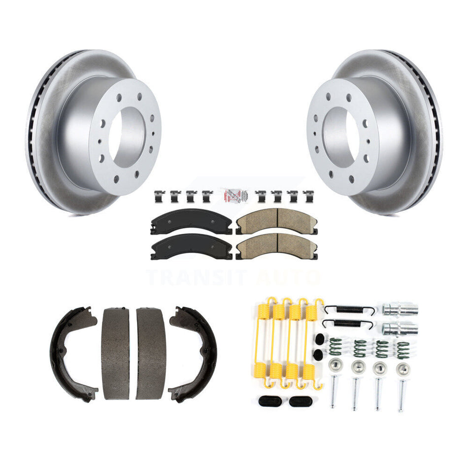 Rear Disc Coated Rotors Ceramic Pads Parking Shoes & Hardware Kit For Chevrolet Silverado KGA-107383