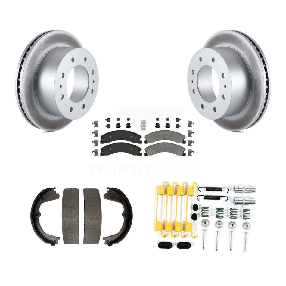 Rear Disc Coated Rotors Semi-Metallic Pads Parking Shoes Hardware Kit For Chevrolet 2500 KGA-107385