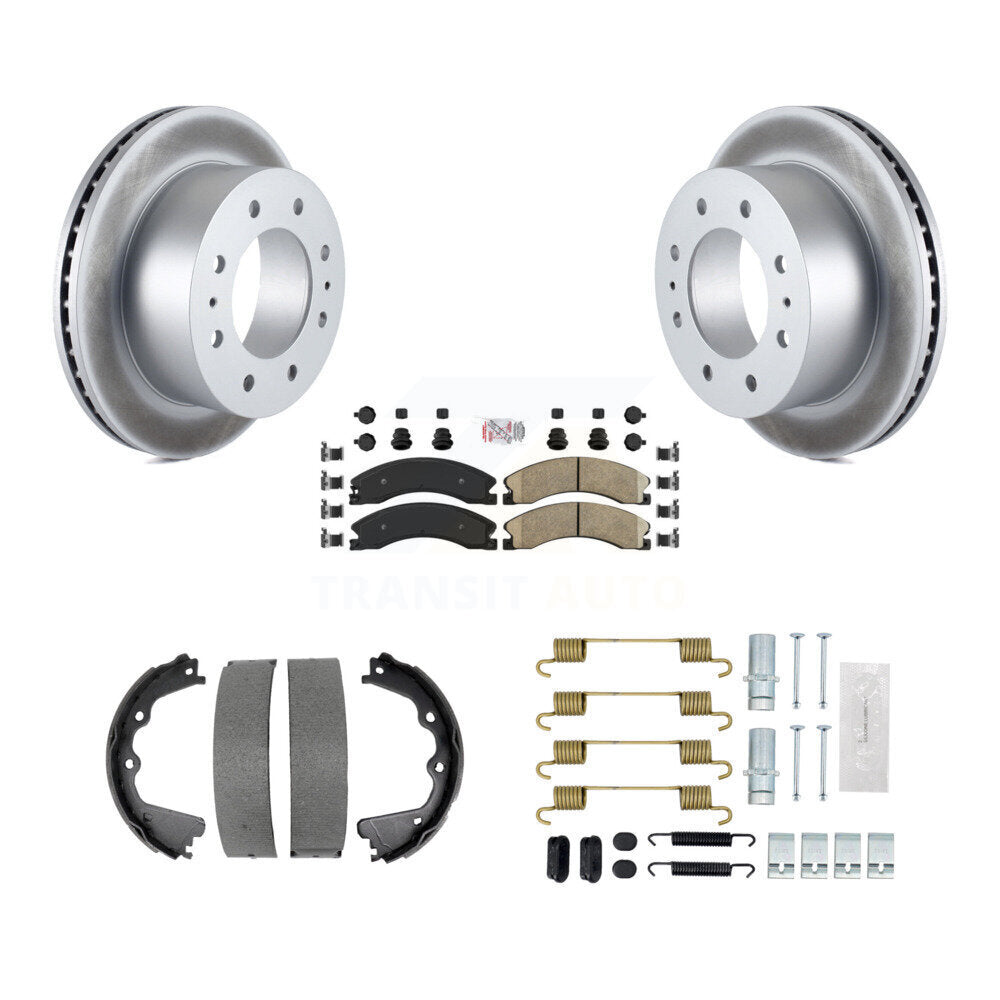 Rear Disc Coated Rotors Ceramic Pads Parking Shoes & Hardware Kit For GMC Sierra 2500 HD KGA-107387