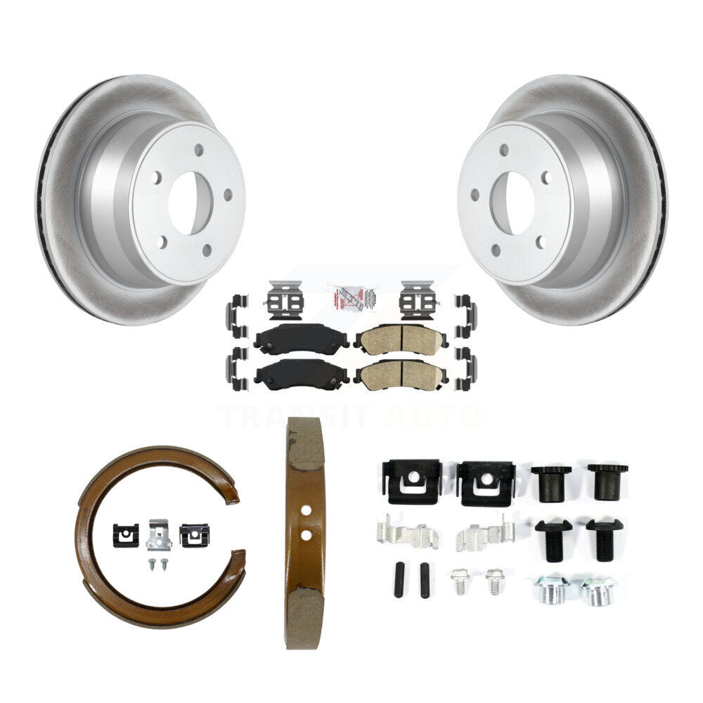 Rear Disc Coated Rotors Ceramic Pads Parking Shoes Hardware Kit For Chevrolet GMC Blazer KGA-107389