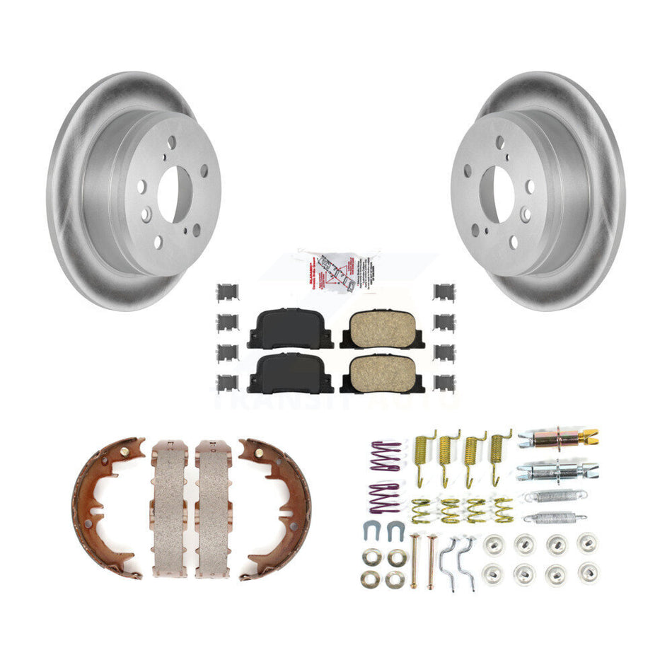 Rear Disc Coated Rotors Ceramic Pads Parking Shoes & Hardware Kit For Toyota Camry Lexus KGA-107391