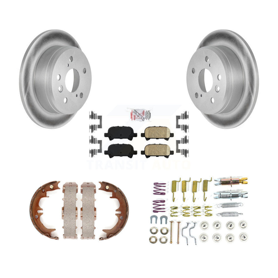 Rear Disc Coated Rotors Ceramic Pads Parking Shoes & Hardware Kit For Toyota Camry Solara KGA-107392
