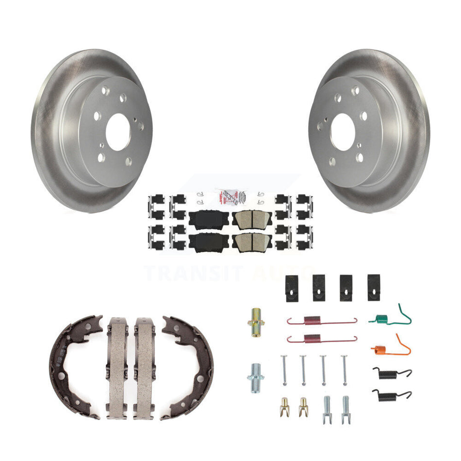 Rear Disc Coated Rotors Ceramic Pads Parking Shoes And Hardware Kit For Toyota RAV4 Lexus KGA-107394