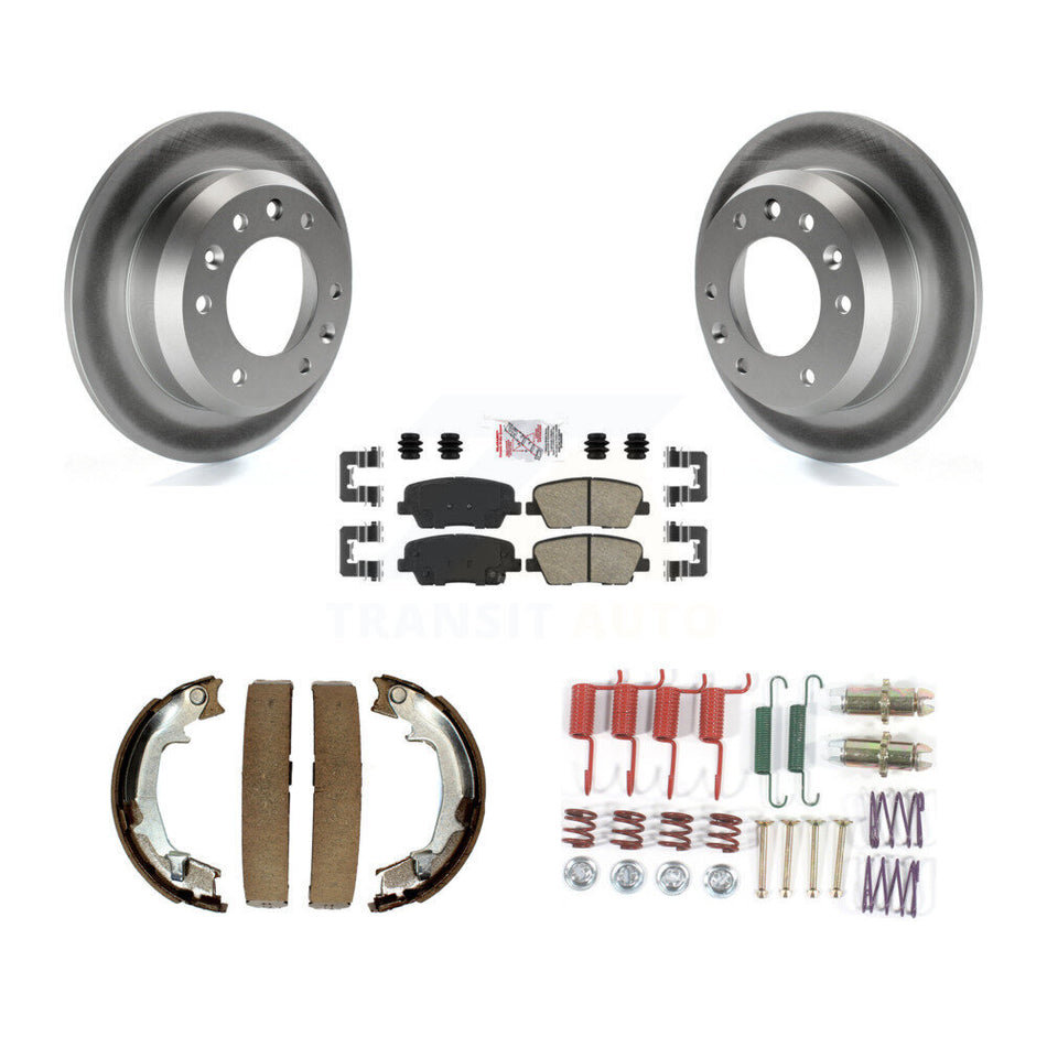 Rear Disc Coated Rotors Ceramic Pads Parking Shoes & Hardware Kit For Kia Sedona Hyundai KGA-107401