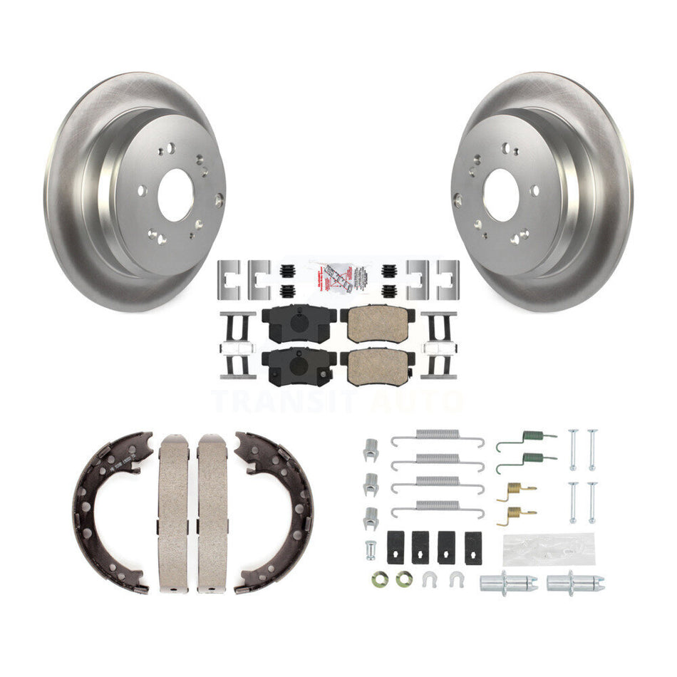 Rear Disc Coated Rotors Ceramic Pads Parking Brake Shoes And Hardware Kit For Acura RDX KGA-107408