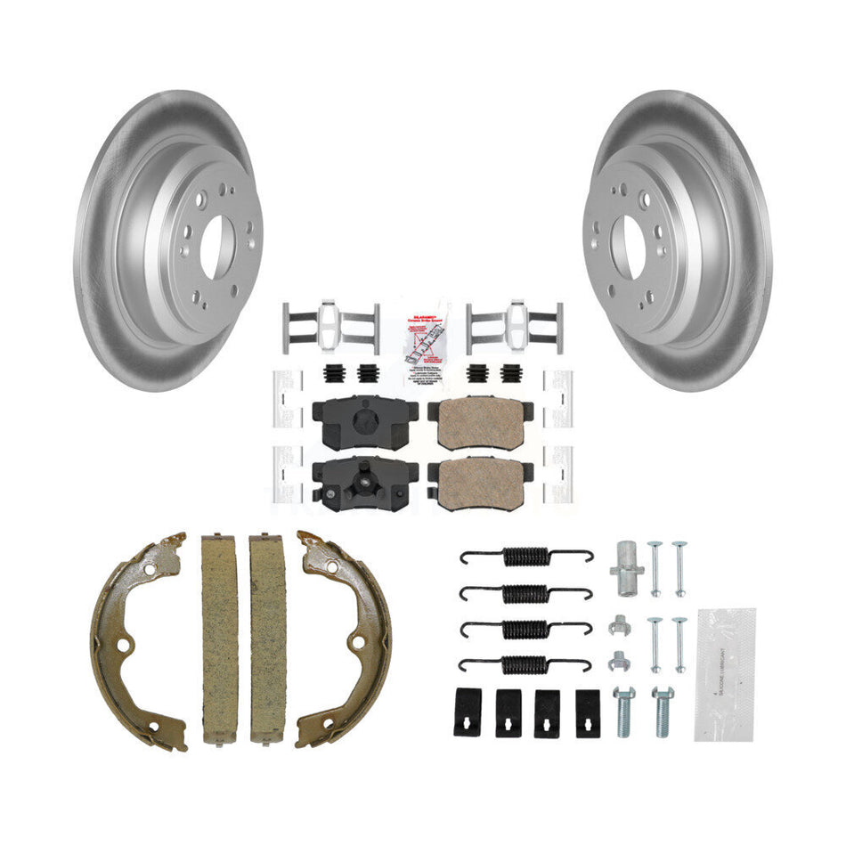 Rear Disc Coated Rotors Ceramic Pads Parking Brake Shoes & Hardware Kit For Honda Accord KGA-107419
