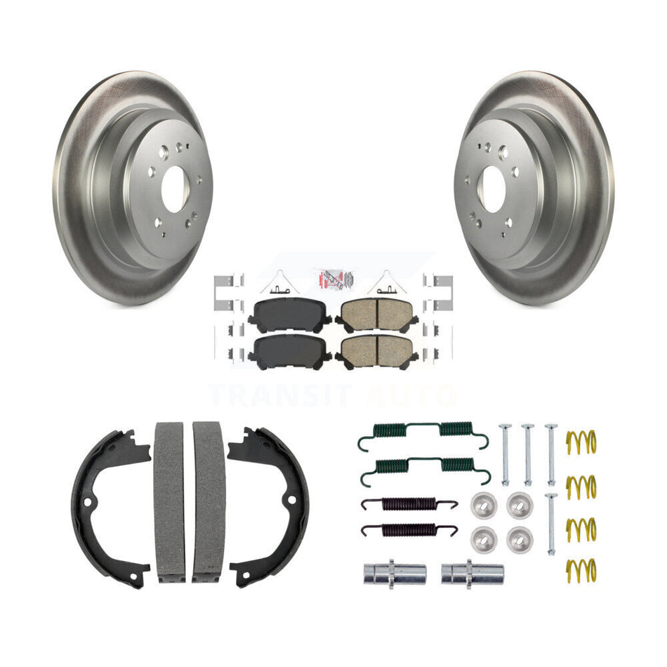 Rear Disc Coated Rotors Ceramic Pads Parking Shoes & Hardware Kit For 2014-2016 Acura MDX KGA-107424