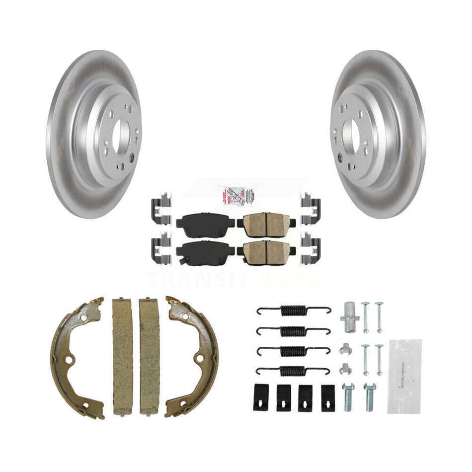 Rear Disc Coated Rotors Ceramic Pads Parking Shoes & Hardware Kit For 2009-2014 Acura TL KGA-107425