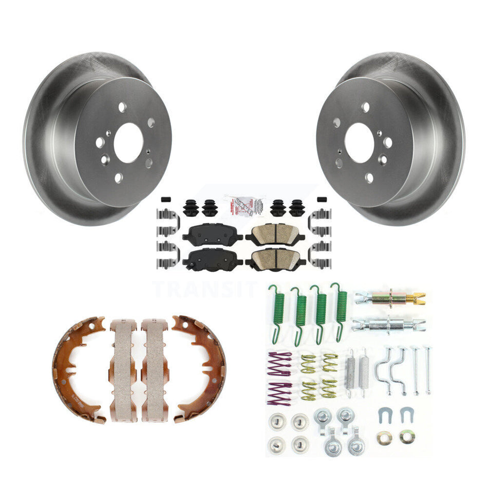 Rear Disc Coated Rotors Ceramic Pads Parking Shoes & Hardware Kit For 09-16 Toyota Venza KGA-107427