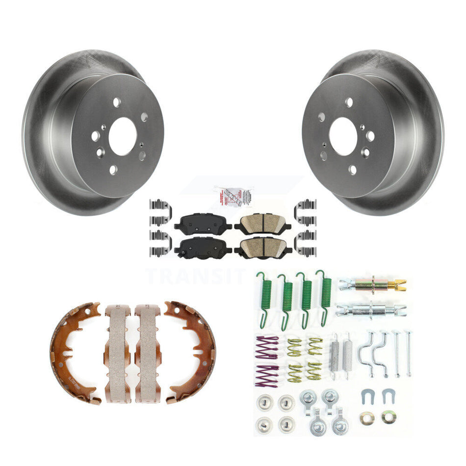 Rear Disc Coated Rotors Ceramic Pads Parking Shoes & Hardware Kit For 09-16 Toyota Venza KGA-107428