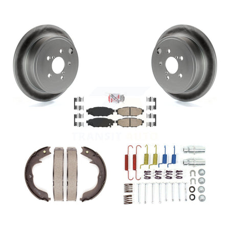 Rear Disc Coated Rotors Ceramic Pads Parking Brake Shoes Hardware Kit For Subaru Impreza KGA-107430