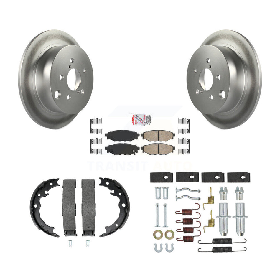 Rear Disc Coated Rotors Ceramic Pads Parking Shoes & Hardware Kit For Subaru Crosstrek XV KGA-107432